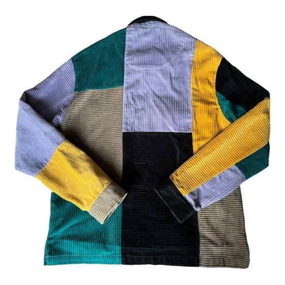 Urban outfitters UO Ryder Blocked Corduroy Zip Shirt jacket patchwork size MED - Picture 7 of 13
